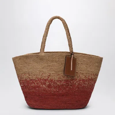 Manebi Large Tote In Shaded Rust-colored Raffia In Brown