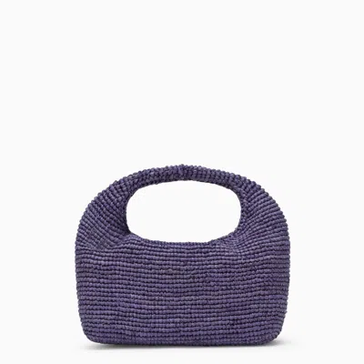 Manebi Lavender Halfmoon Bag In Raffia In Purple