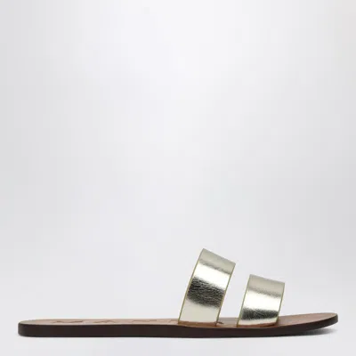Manebi Platinum Colored Strap Sandals In Leather In Brown