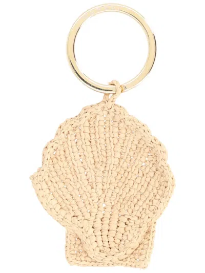 Manebi Portachiavi In Rafia In Beige