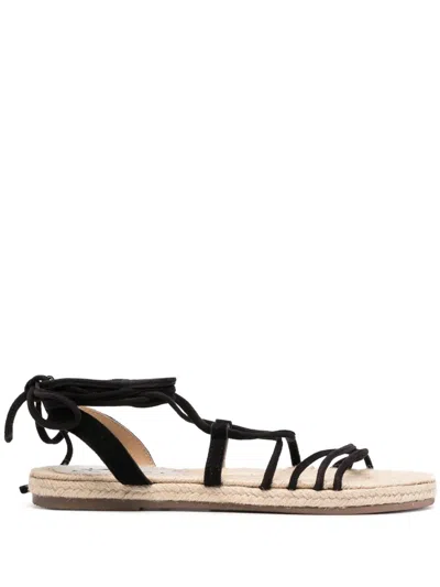 Manebi Tie-fastening Flat Sandals In Schwarz