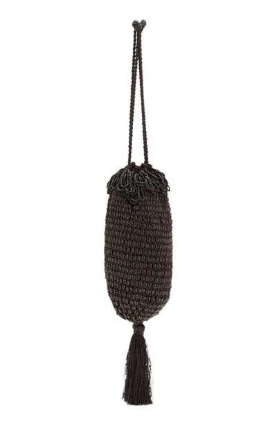 Mango Beaded Handbag In Brown
