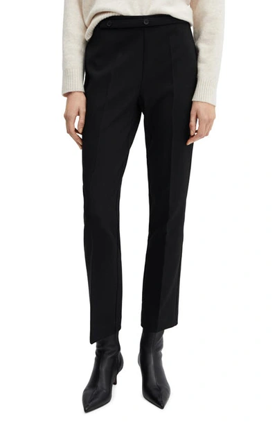 Mango Belted Straight Leg Ankle Pants In Black
