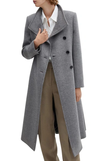 Mango Belted Wool Blend Coat In Grey