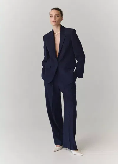 Mango Blazer Droit Avec Poches À Rabat In Blue