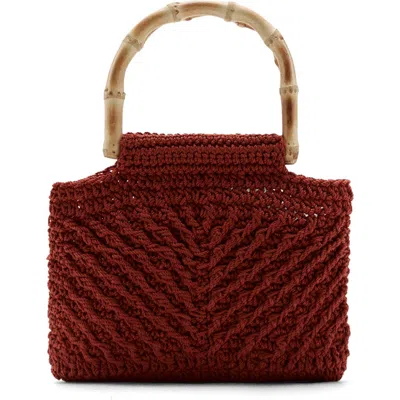 Mango Braided Bamboo Handle Handbag In Red