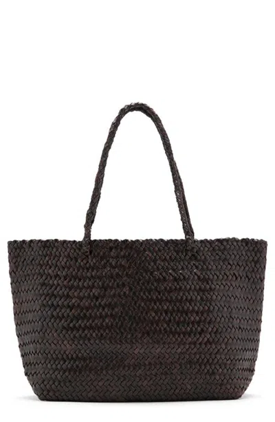 Mango Braided Woven Leather Shopper Bag In Brown