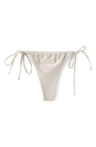Mango Brazilian Side Tie Bikini Bottoms In White