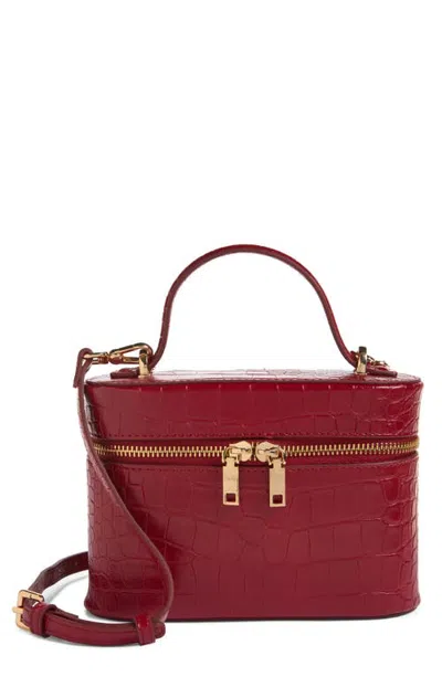 Mango Camelia Croc Embossed Faux Leather Crossbody Bag In Red
