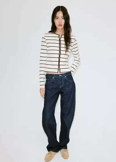 Mango Cardigan Maille Rayures In White