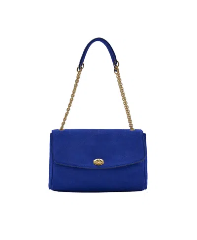 Mango Chain-strap Small Leather Shoulder Bag In Vibrant Blue