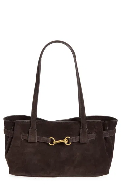 Mango Chus Suede Shoulder Bag In Brown