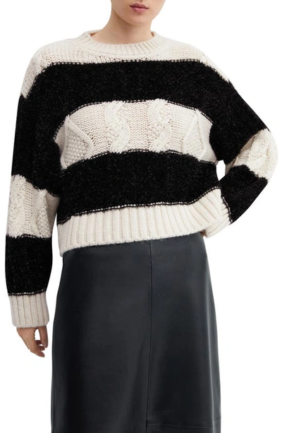 Mango Contrasting Stripe Sweater In Off White