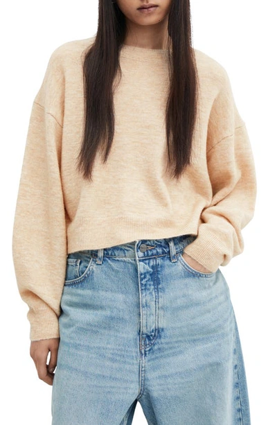 Mango Crewneck Drop Shoulder Sweater In Beige