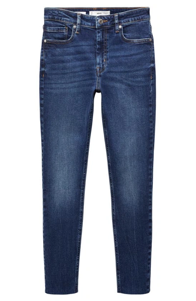 Mango Crop Skinny Jeans In Dark Blue