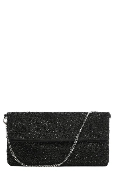 Mango Crystal Chain Strap Handbag In Black