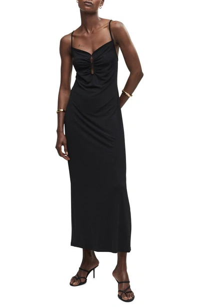 Mango Cutout Maxi Dress In Black