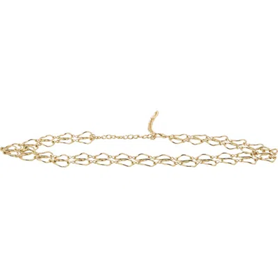 Mango Double Ring Metallic Chain Belt In Gold