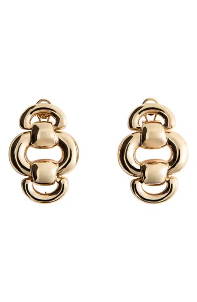 Mango Embossed Pendant Drop Earrings In Gold