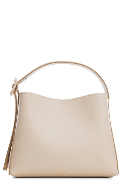 Mango Faux Leather Shopper In Blanc Cassé