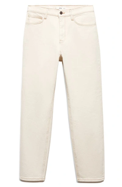 Mango High Waist Ankle Tapered Mom Jeans In Off White