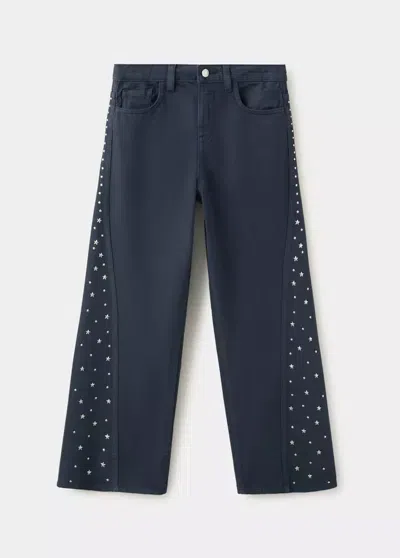 Mango Kids' Jean Wide Leg À Étoiles En Strass In Blue
