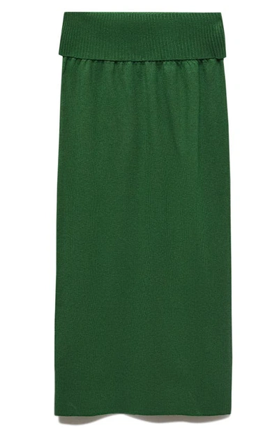 Mango Knit Midi Skirt In Green