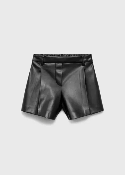 Mango Kids' Leather-effect Shorts Black