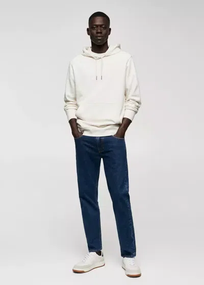 Mango Man Hoodie Cotton Sweatshirt Ecru