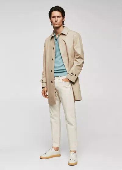 Mango Man Water-repellent Cotton Trench Coat Light/pastel Grey
