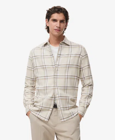Mango Men's Cotton Flannel Check Overshirt In Neutral
