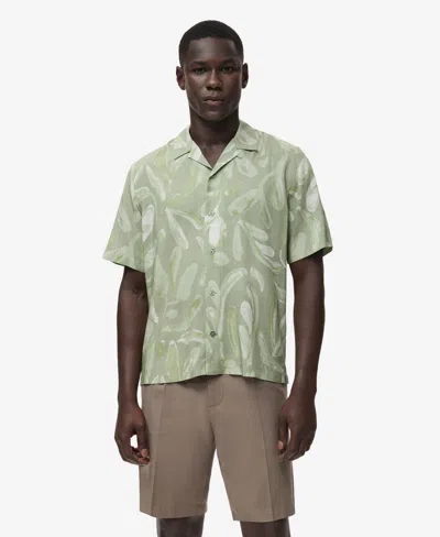 Mango Men's Fluid Relaxed-fit Printed Shirt In Green