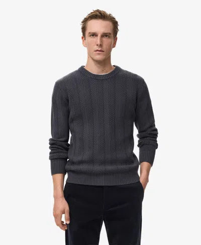 Mango Men's Herringbone Structured Sweater In Brown