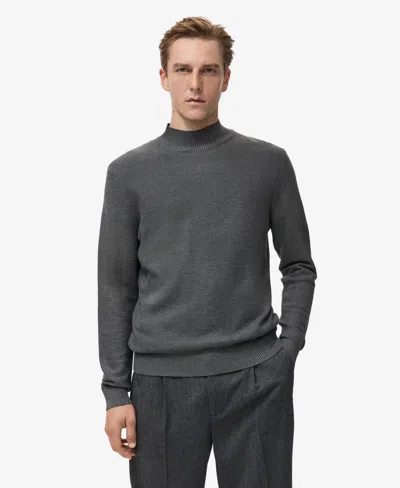 Mango Men's Structured Perkins-neck Sweater In Gray