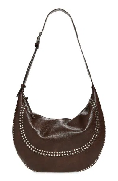 Mango Mumbai Studded Faux Leather Shoulder Bag In Brown