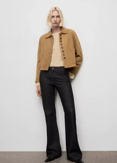 Mango Openwork Knit Sweater Ecru In Brown