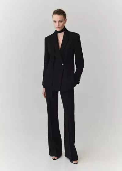 Mango Pantalon Flare Coutures In Black