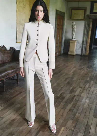 Mango Pantalon Flare Coutures In White