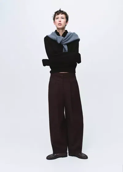 Mango Perkins-neck Sweater With Button Black