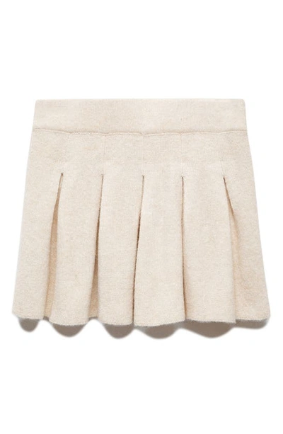 Mango Pleated Sweater Miniskirt In Sand