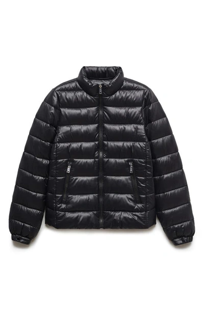 Mango Quilted Water Repellent Puffer Jacket In Black