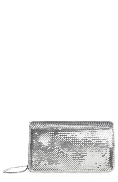 Mango Sequin Chain Strap Crossbody Bag In Silver