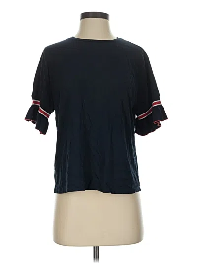 Pre-owned Mango Short Sleeve Top Black Crew Neck Tops