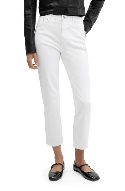 Mango Slim Fit Crop Jeans In White