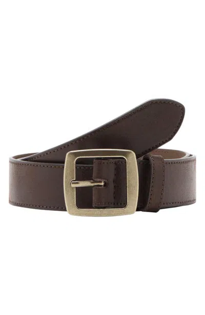 Mango Square Buckle Faux Leather Belt In Chocolate