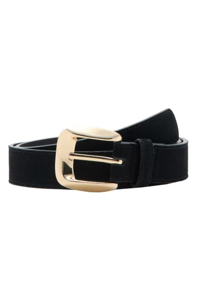 Mango Suede Leather Belt In Black