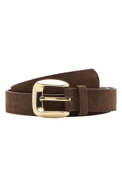 Mango Suede Leather Belt In Brown
