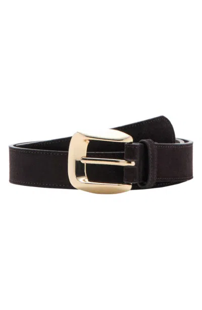 Mango Suede Leather Belt In Dark Brown