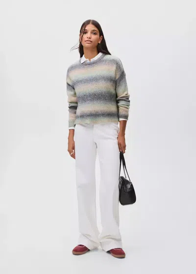 Mango Teen Multi-coloured Knit Sweater Green In Gray
