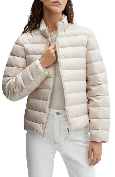 Mango Water Repellent Down Puffer Jacket In Beige